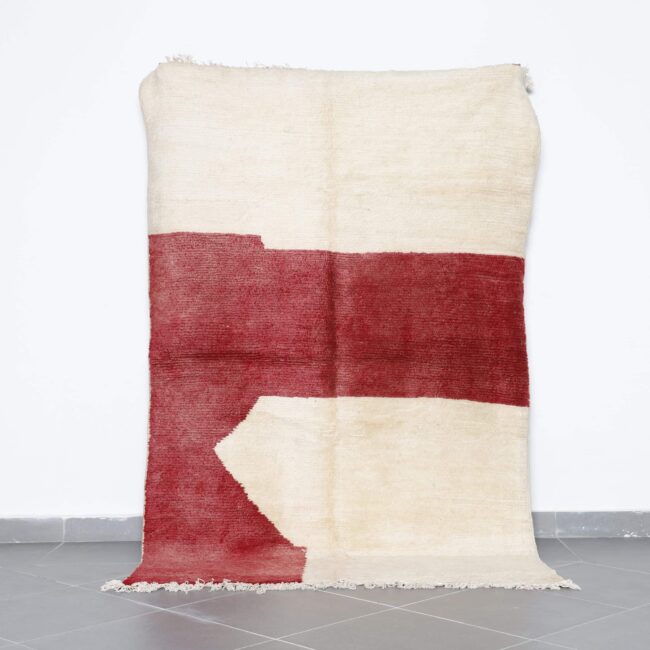 Beni Ourain Rug 7.5×4.9 Ft Minimalist Moroccan Wool Carpet