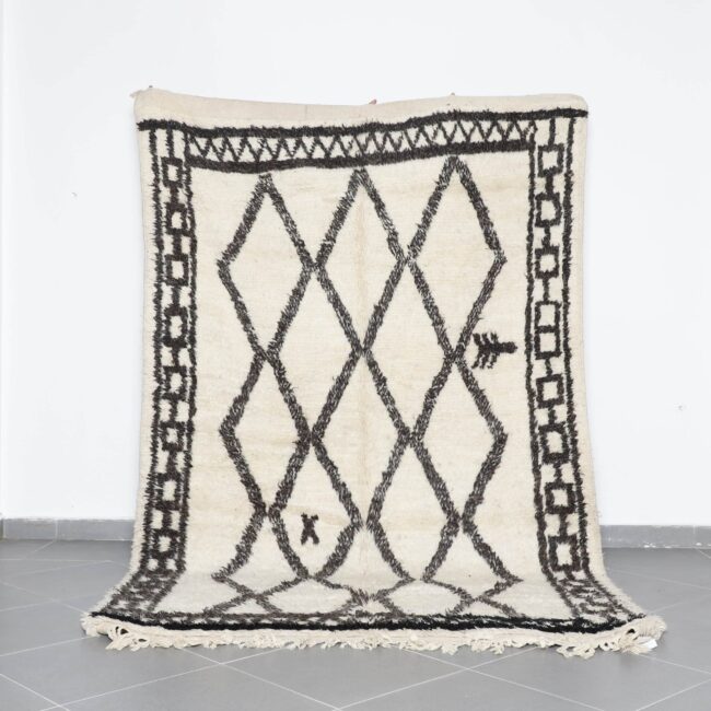 Vintage Beni Ourain Rug 9.5×6.1 Ft handmade wool