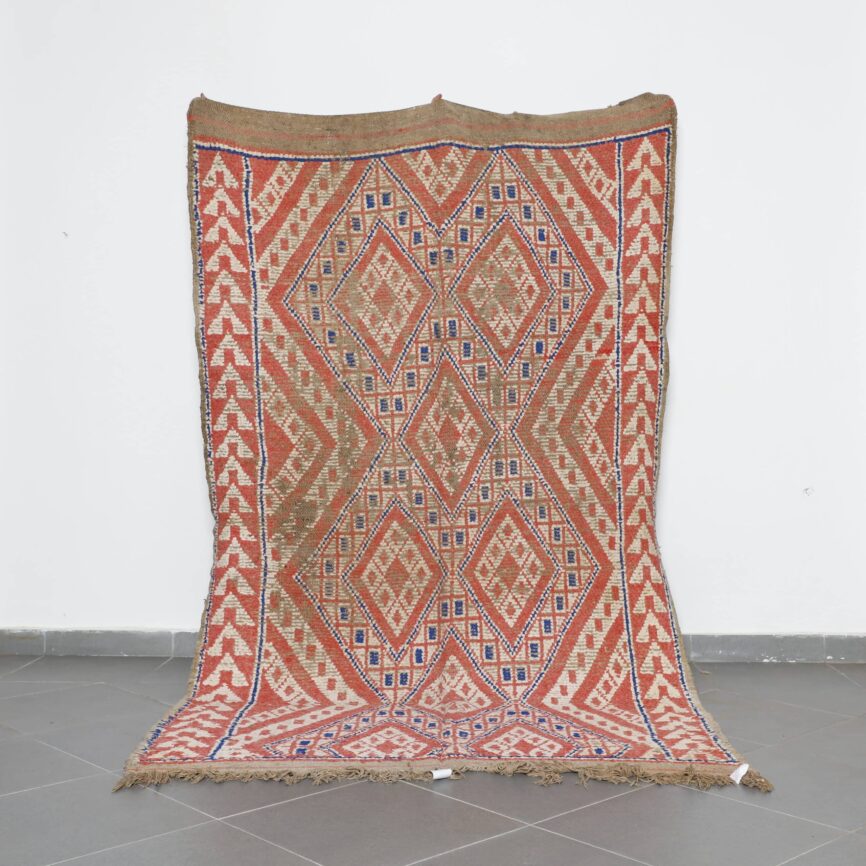 Vintage Zayan Rug 9.3×5.4 Ft Moroccan Handmade