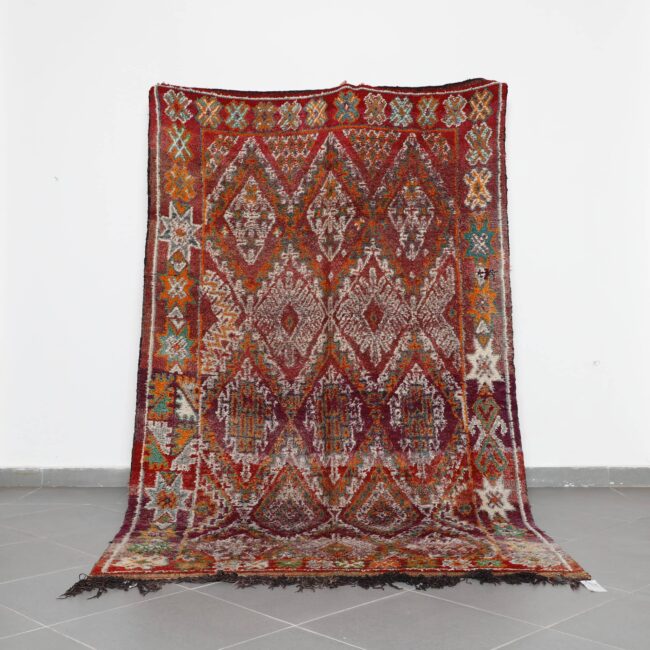 Vintage Taznakht Rug Hannouka handmade Moroccan wool 7.9×4.9 ft