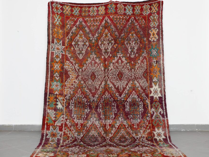 Vintage Taznakht Rug Hannouka handmade Moroccan wool 7.9×4.9 ft