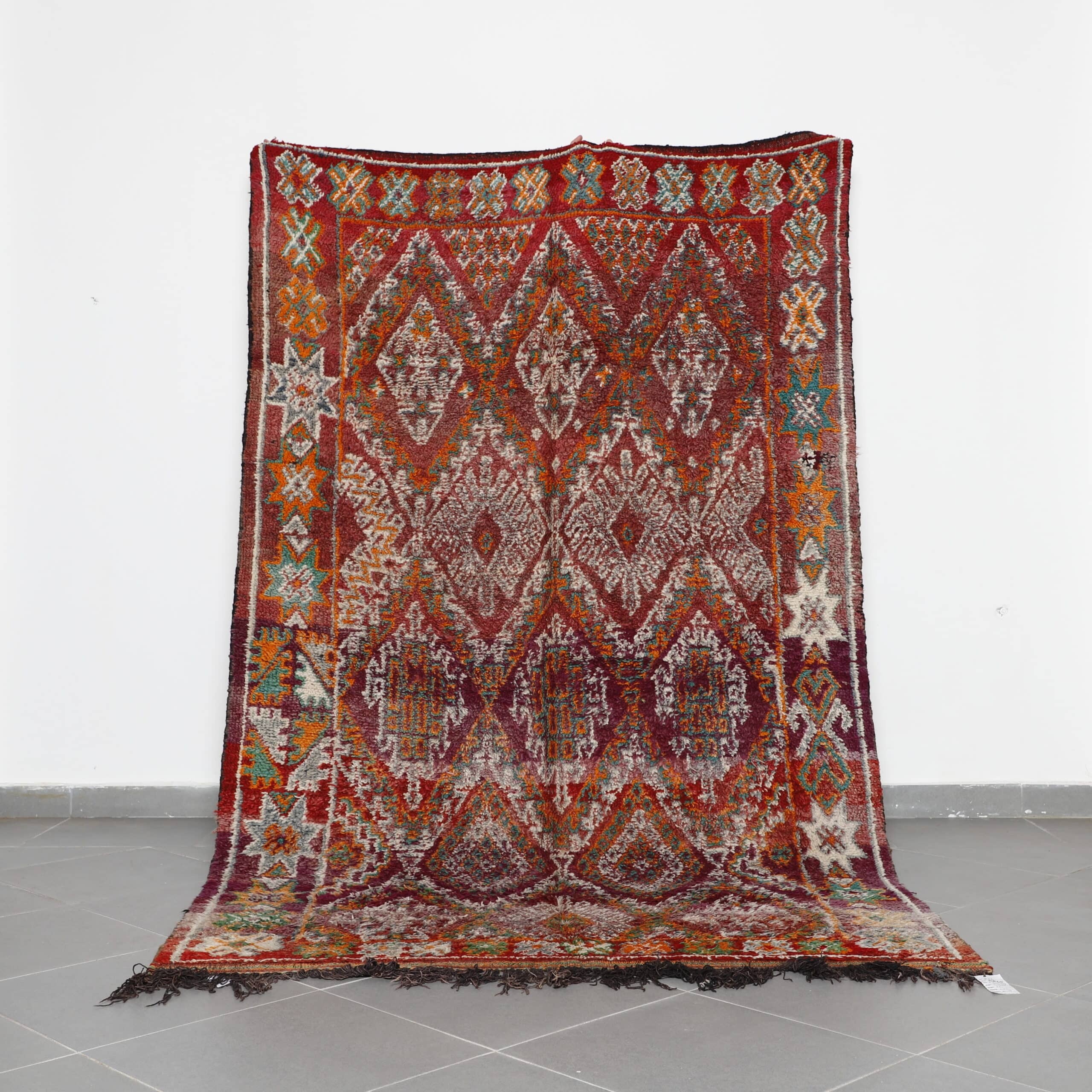 Vintage Taznakht Rug Hannouka handmade Moroccan wool 7.9×4.9 ft