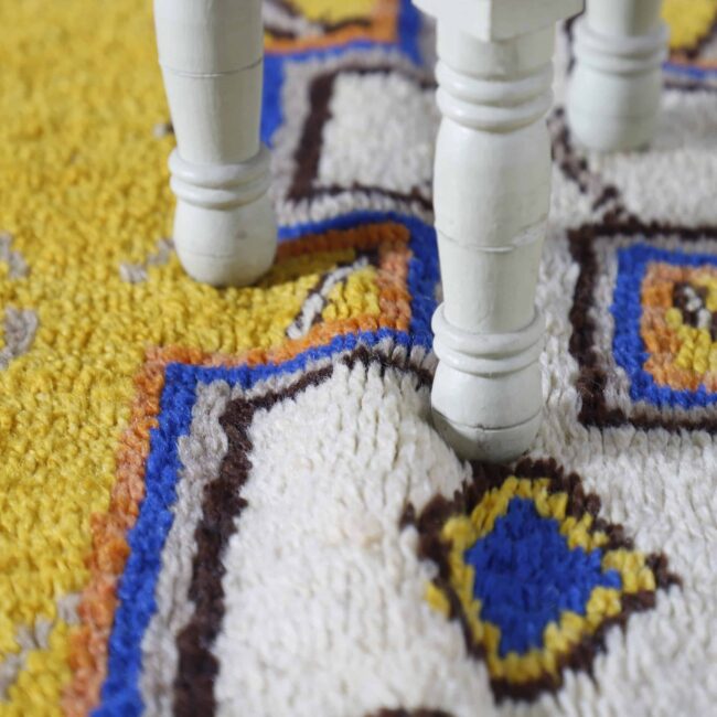 Vintage Azilal Yellow Rug 8.0×3.7 Ft – Handmade Wool - Image 3