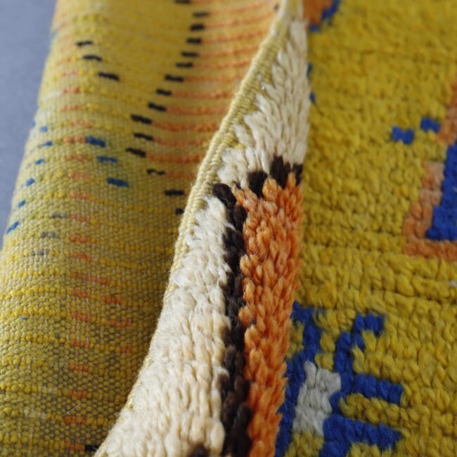 Vintage Azilal Yellow Rug 8.0×3.7 Ft – Handmade Wool - Image 4