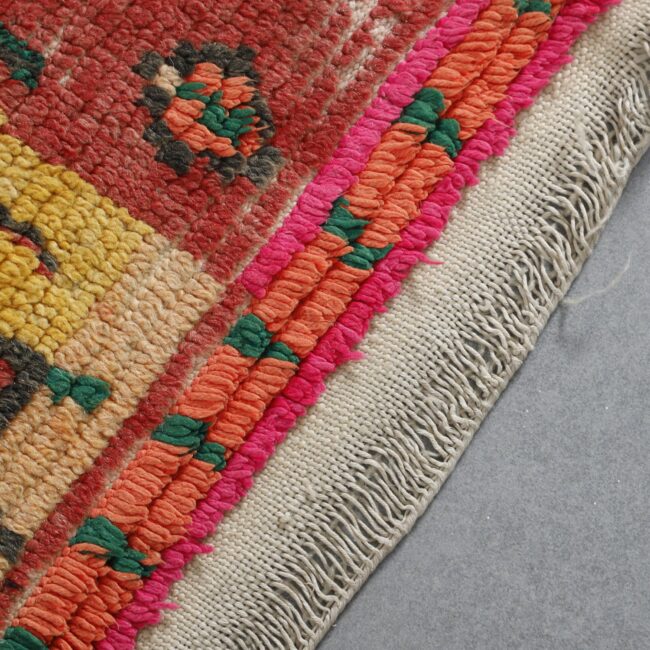 Azilal Rug 3.7×2.7 ft – Handmade Moroccan Wool Carpet in Yellow and Red Tribal Design - Image 2