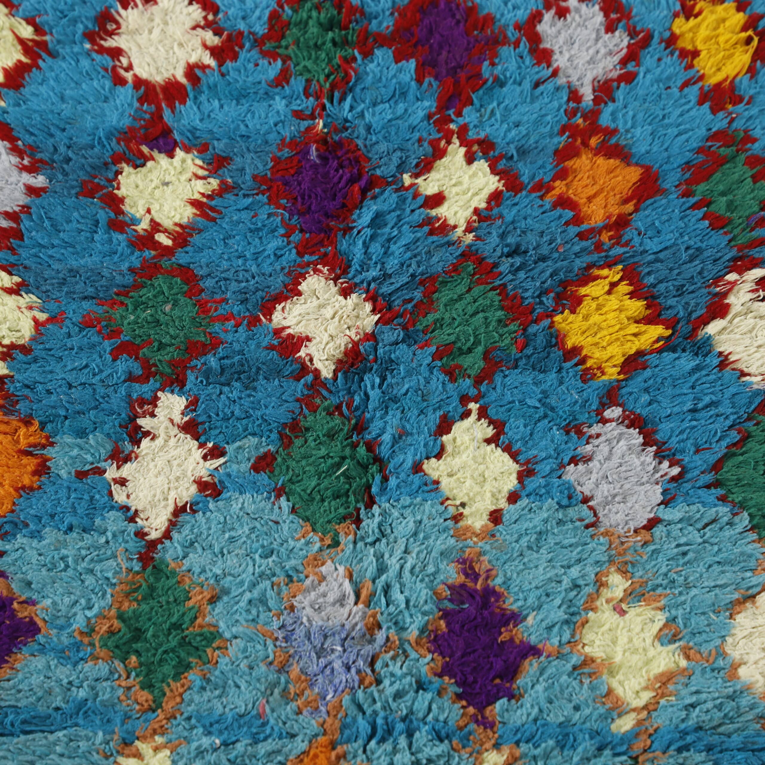 Boucherouite 6.2×2.9 ft – Handmade Moroccan Colorful Wool Rug - Image 3