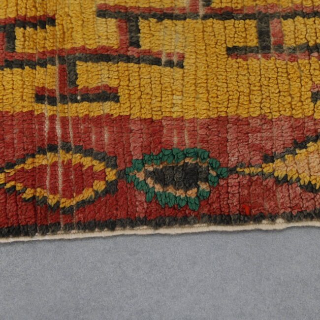 Azilal Rug 3.7×2.7 ft – Handmade Moroccan Wool Carpet in Yellow and Red Tribal Design - Image 4