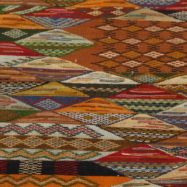 Berber Rug Kilim 5.3×2.2 ft – Handmade Moroccan Wool Runner with Colorful Geometric Design - Image 3