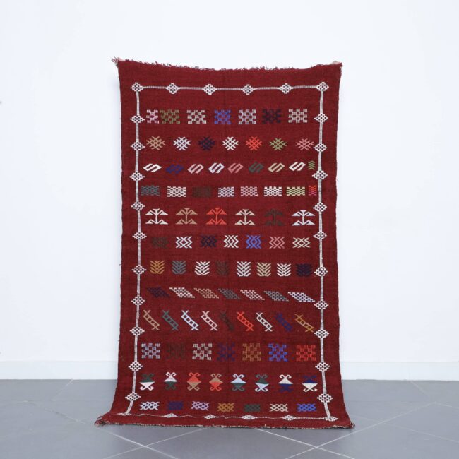 Berber Kilim Rug 6.5×3.6 ft handmade Moroccan wool carpet