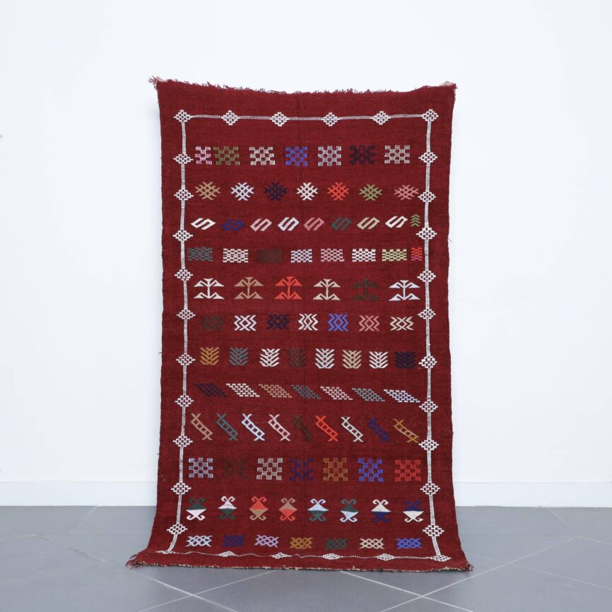 Berber Kilim Rug 6.5×3.6 ft handmade Moroccan wool carpet