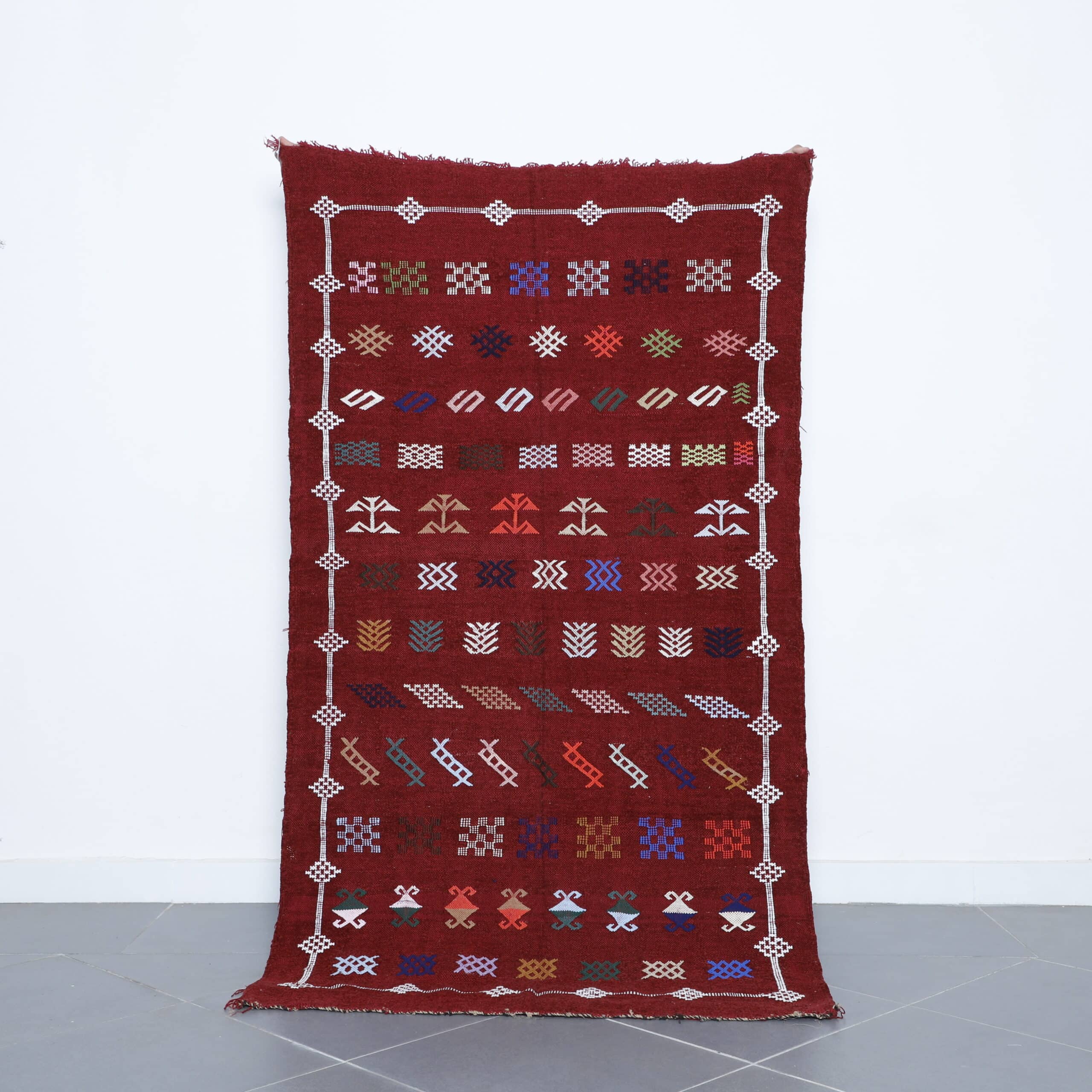 Berber Kilim Rug 6.5×3.6 ft handmade Moroccan wool carpet