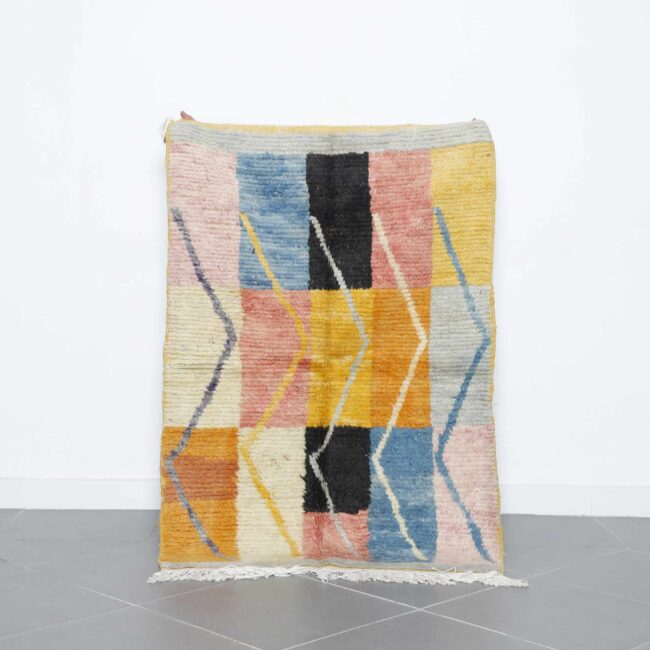 Boujaad Rug 4.9×3.4 ft handmade Moroccan multicolor wool carpet