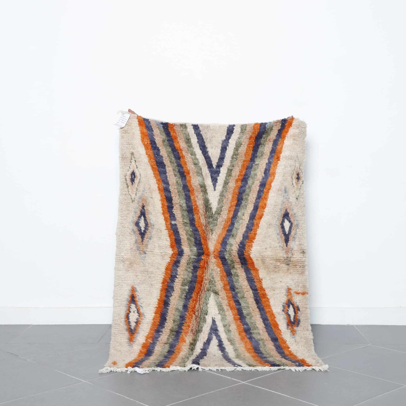 Boujaad Rug 4.8×3.3 ft handmade Moroccan wool carpet with diamond motifs