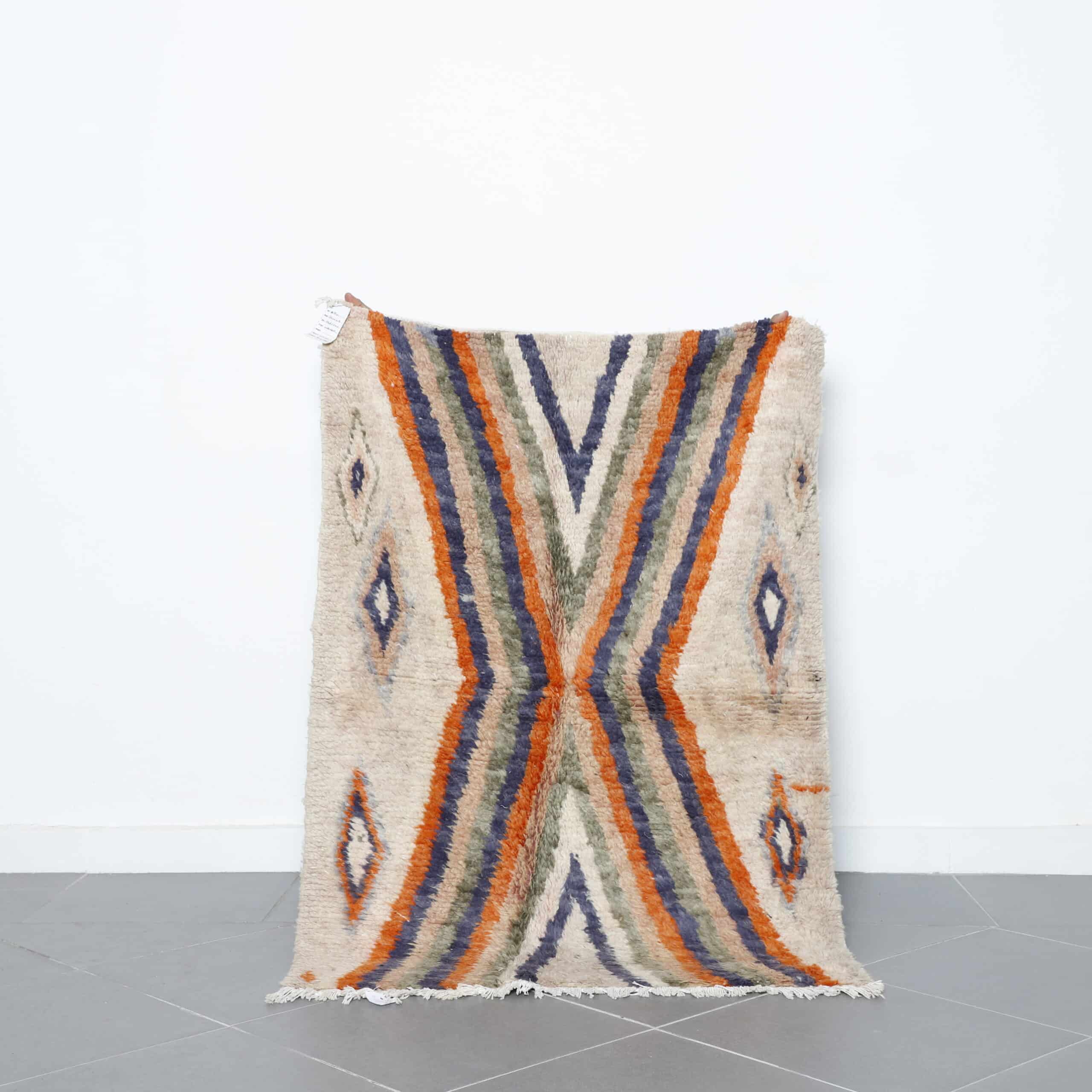 Boujaad Rug 4.8×3.3 ft handmade Moroccan wool carpet with diamond motifs