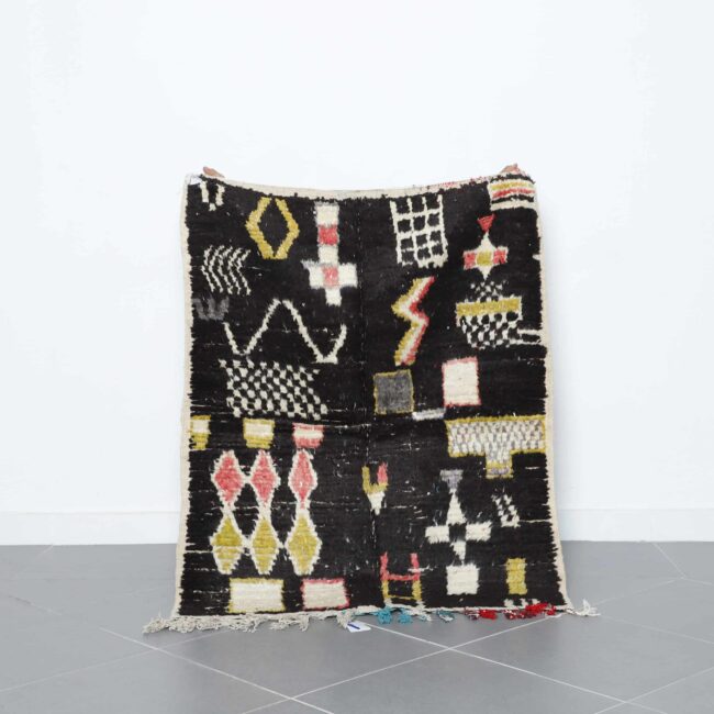 Taznakht Rug 4.2×3.5 ft handmade Moroccan wool carpet with tribal motifs