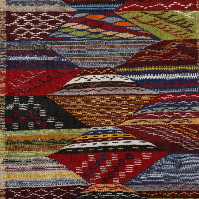 Berber Carpet Kilim Picasso Runner 6.7×2.4 ft – Handmade Moroccan Wool Rug with Colorful Geometric Design - Image 2