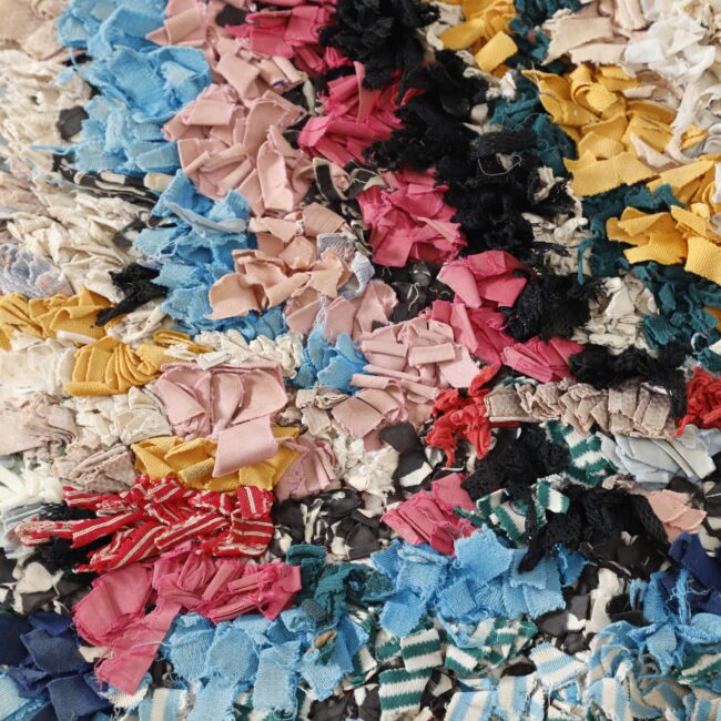 Boucherouite 4.9×2.3 ft – Handmade Moroccan Colorful Rag Rug - Image 5