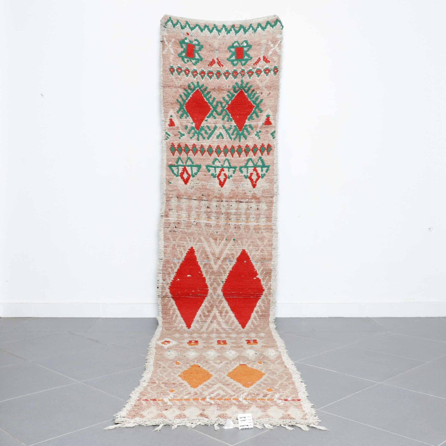 Boujaad Runner 12.3×2.6 Ft Vintage Moroccan Wool Rug