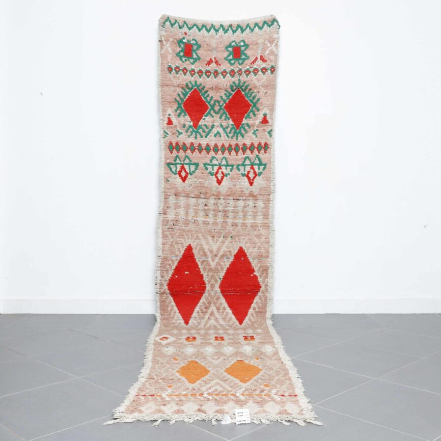 Boujaad Runner 12.3×2.6 Ft Vintage Moroccan Wool Rug