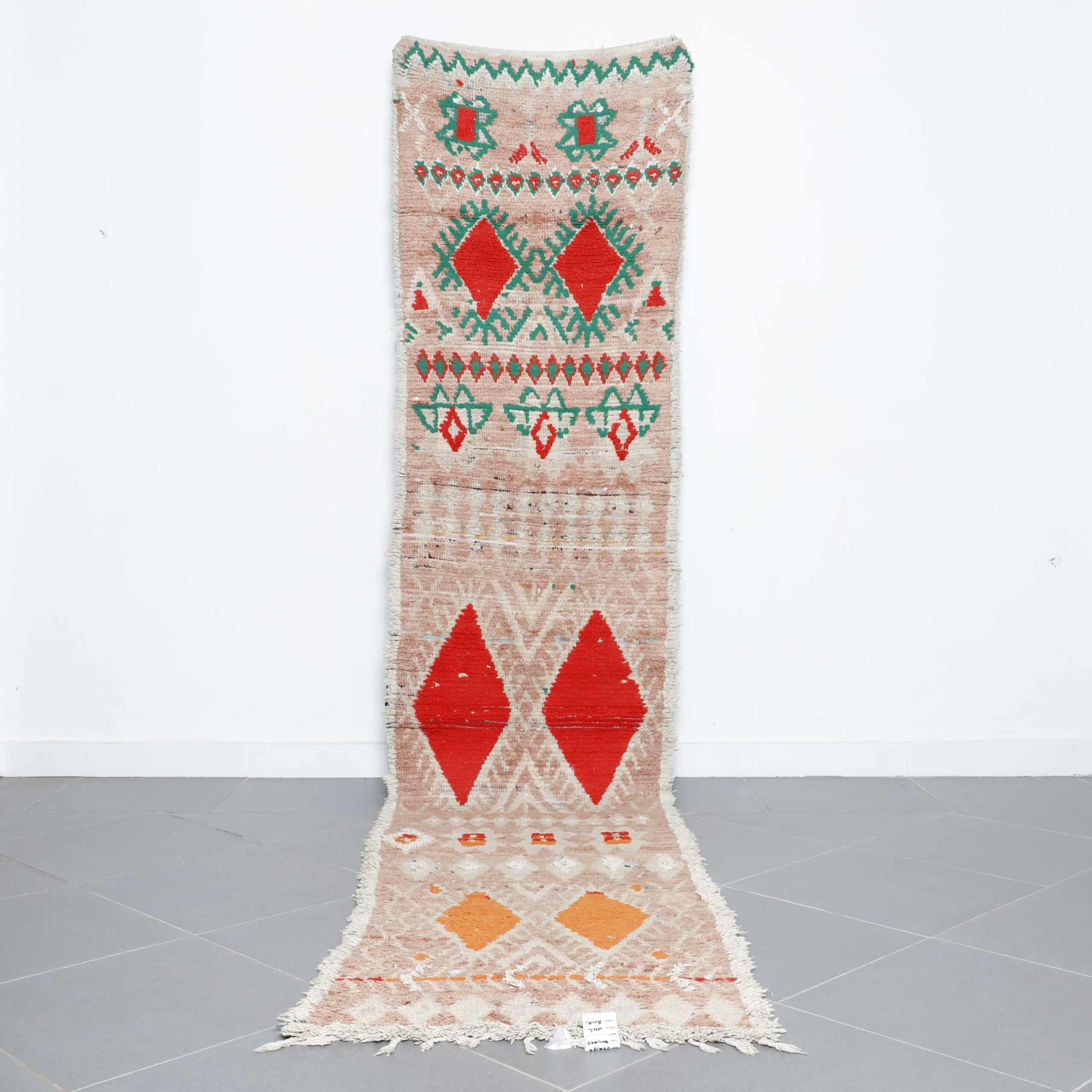 Boujaad Runner 12.3×2.6 Ft Vintage Moroccan Wool Rug