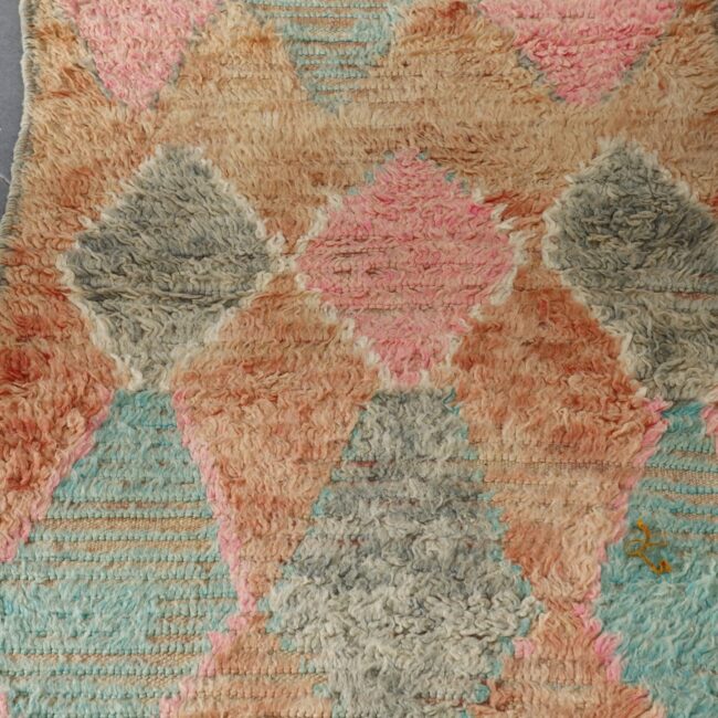 Vintage Boujaad Runner 10.2×2.6 ft – Handmade Moroccan Wool Rug in Soft Pastel Geometric Design - Image 4