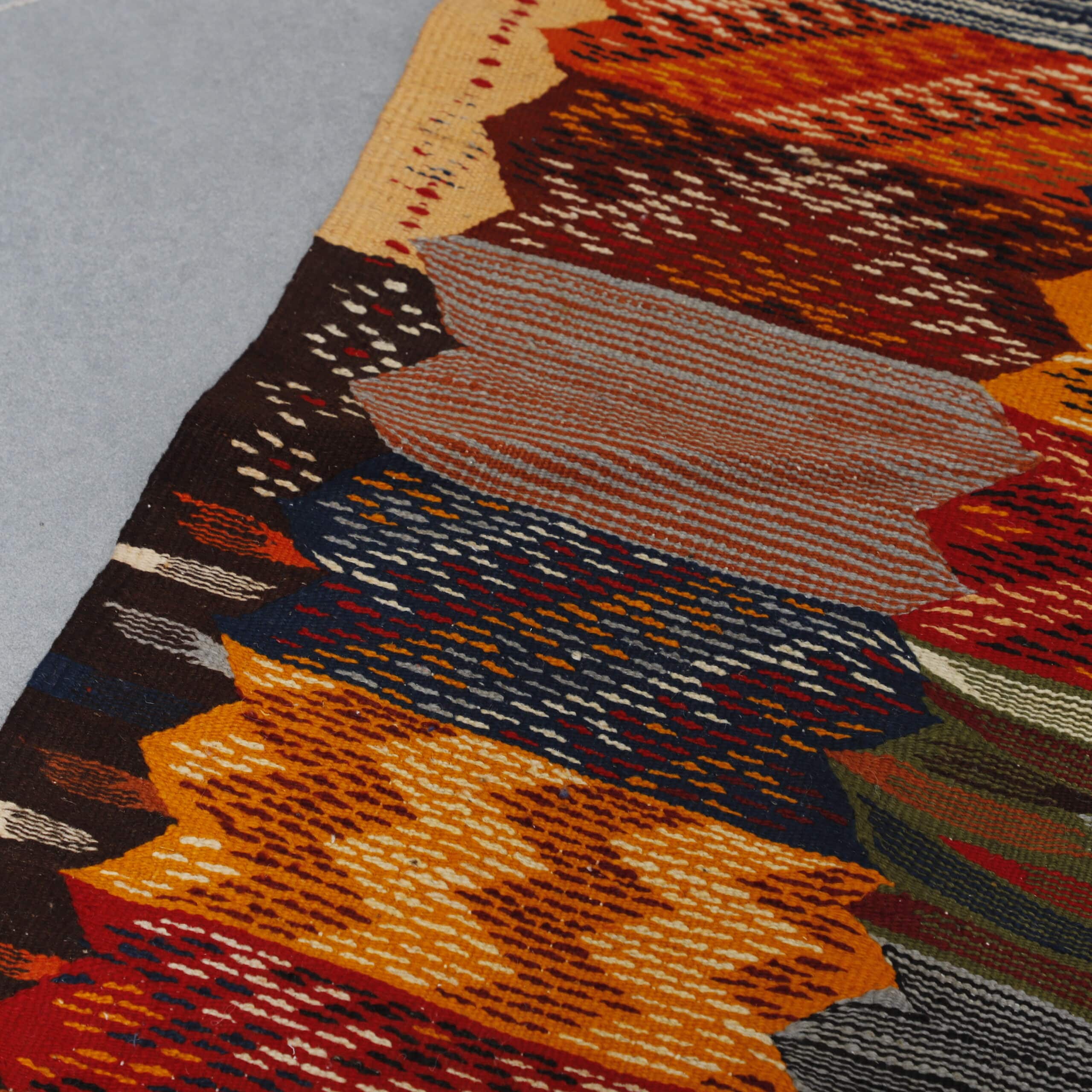 Berber Carpet Kilim Picasso Runner 16.7×2.2 ft – Handmade Moroccan Wool Runner with Artistic Geometric Design - Image 4