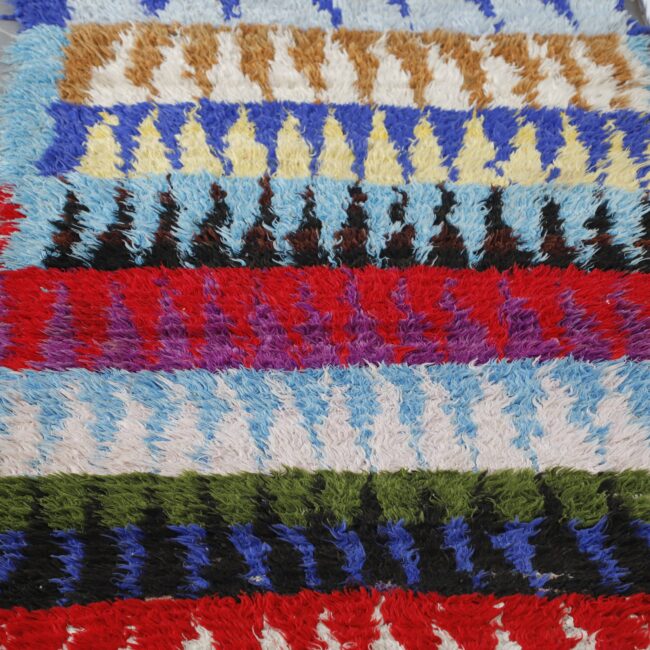 Handmade Moroccan Boucherouite Rug 8.4×2.7 ft – Colorful Berber Rag Rug - Image 3