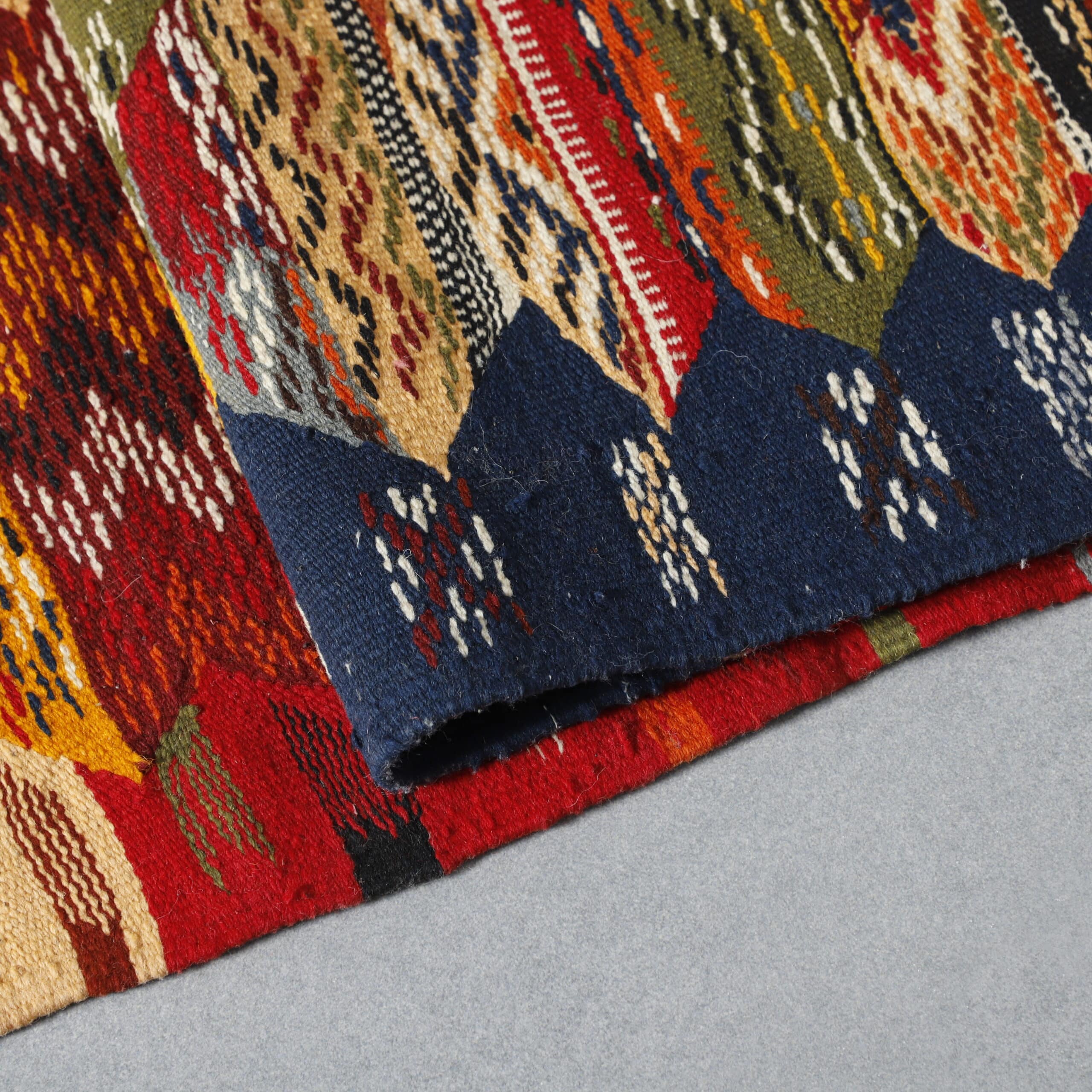 Berber Carpet Kilim Picasso Runner 16.7×2.2 ft – Handmade Moroccan Wool Runner with Artistic Geometric Design - Image 6