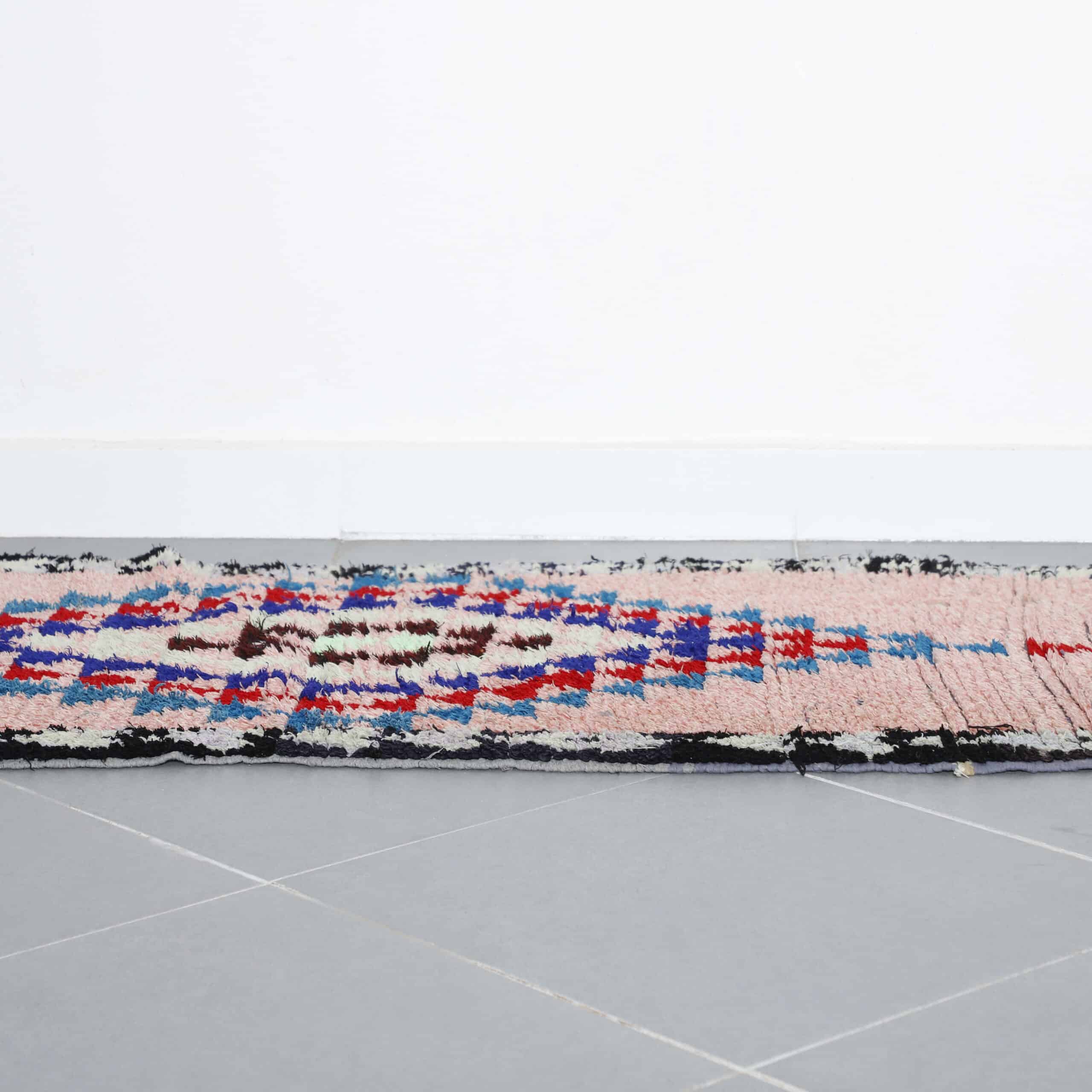 Boucherouite 8.1×2.5 ft – Handmade Moroccan Colorful Wool Runner Rug - Image 3