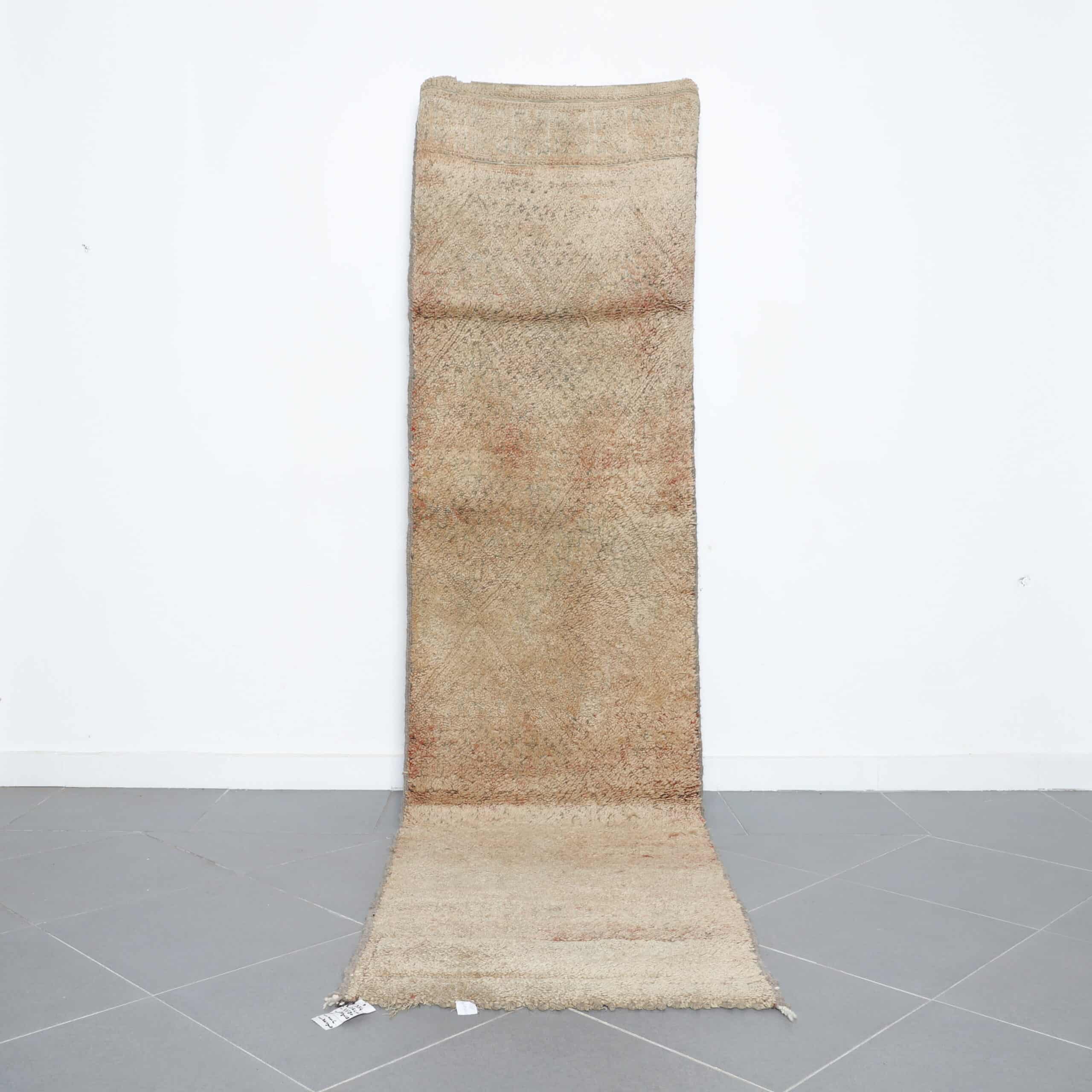 Vintage Beni Mguild runner rug 10.7×2.6 ft in muted earthy tones