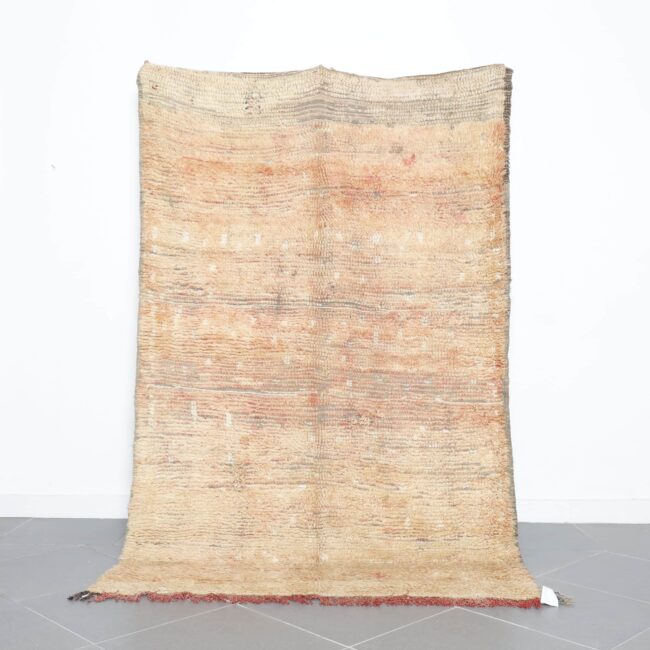 Vintage Beni Mguild handmade Moroccan wool rug with beige and orange earthy tones