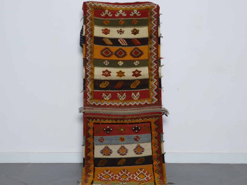 Glaoui Runner handmade Moroccan wool rug with colorful geometric patterns
