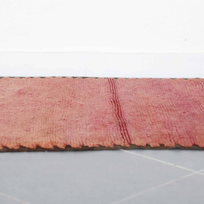 Vintage Boujaad 7.9×3.3 ft – Handmade Moroccan Pink Runner Rug - Image 4