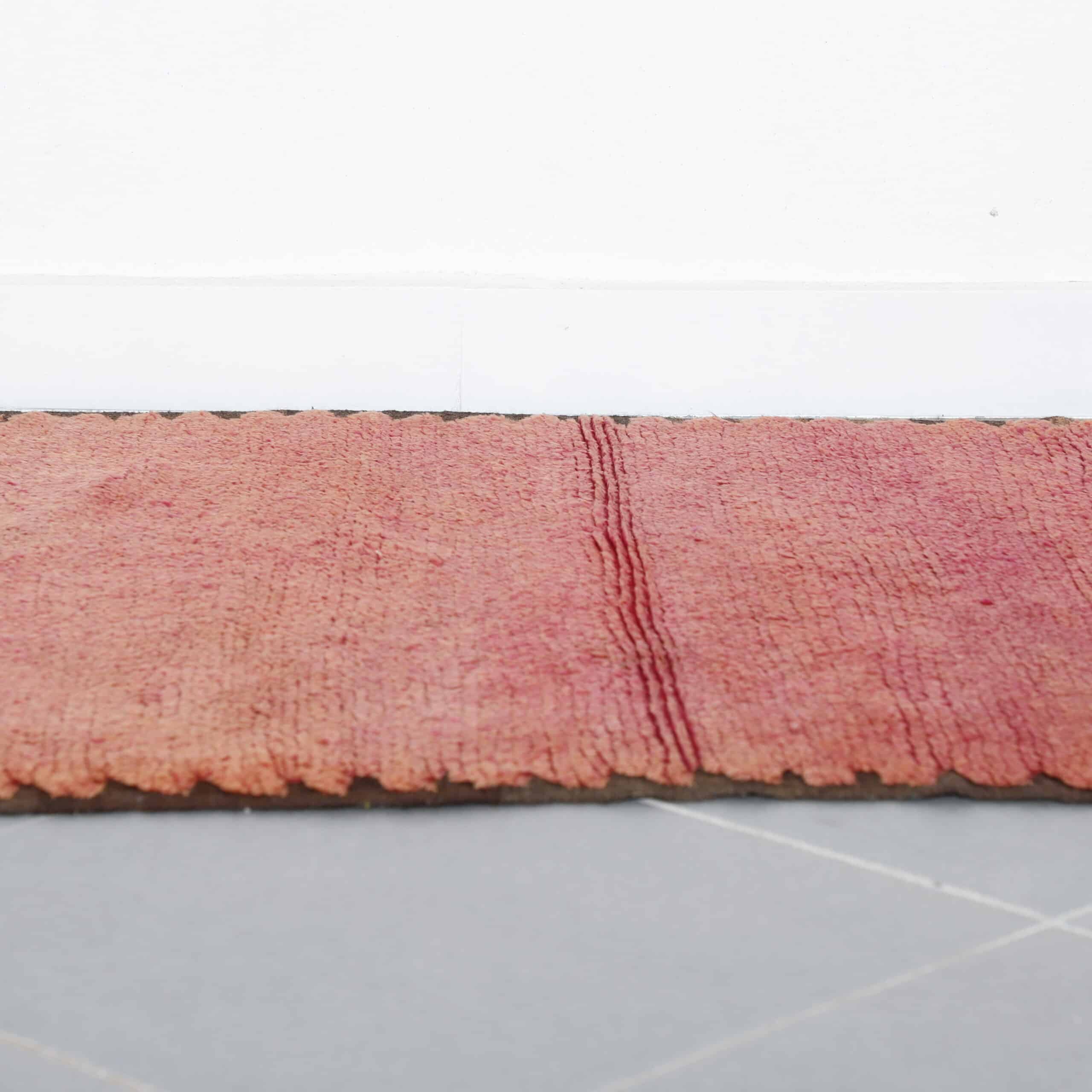 Vintage Boujaad 7.9×3.3 ft – Handmade Moroccan Pink Runner Rug - Image 4