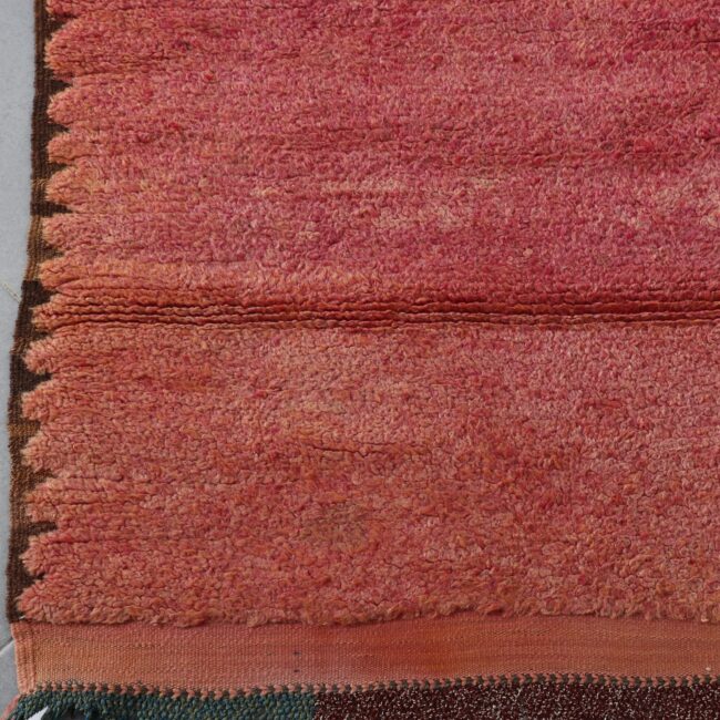 Vintage Boujaad 7.9×3.3 ft – Handmade Moroccan Pink Runner Rug - Image 2