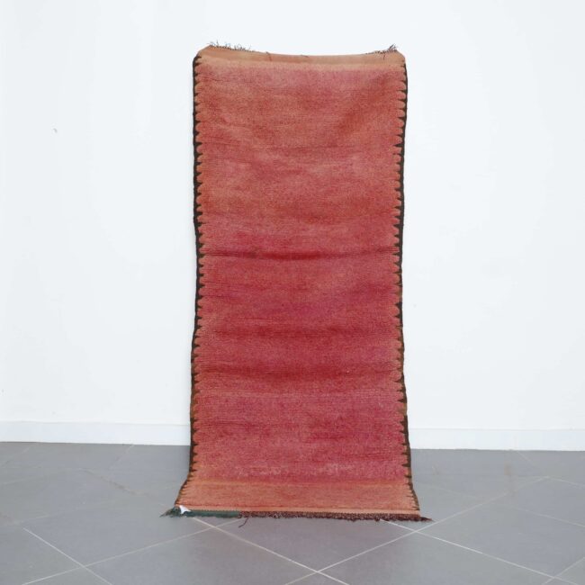 Vintage Boujaad runner rug 7.9×3.3 ft in soft faded pink tones