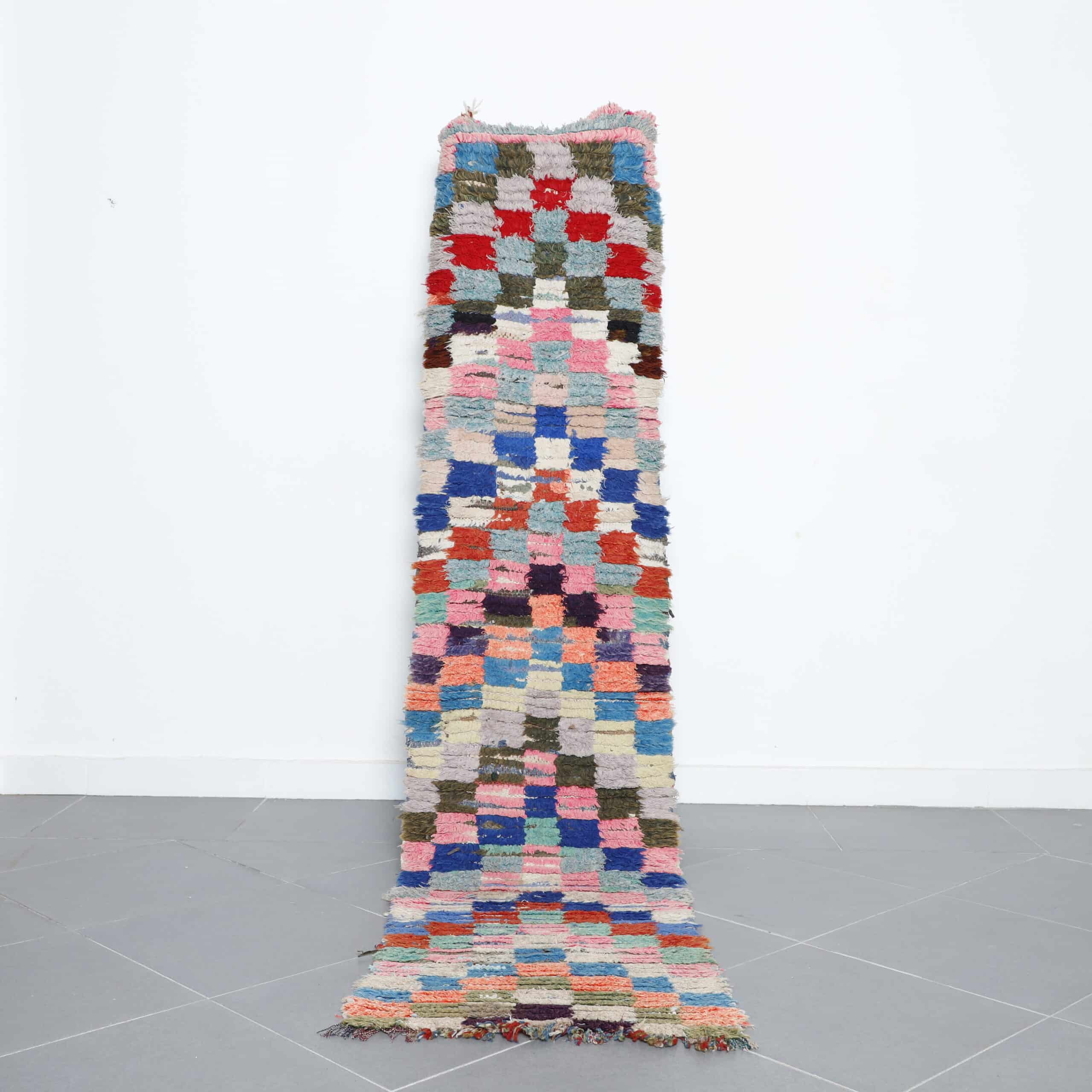 Boucherouite 8.7×2.0 ft handmade Moroccan colorful runner rug