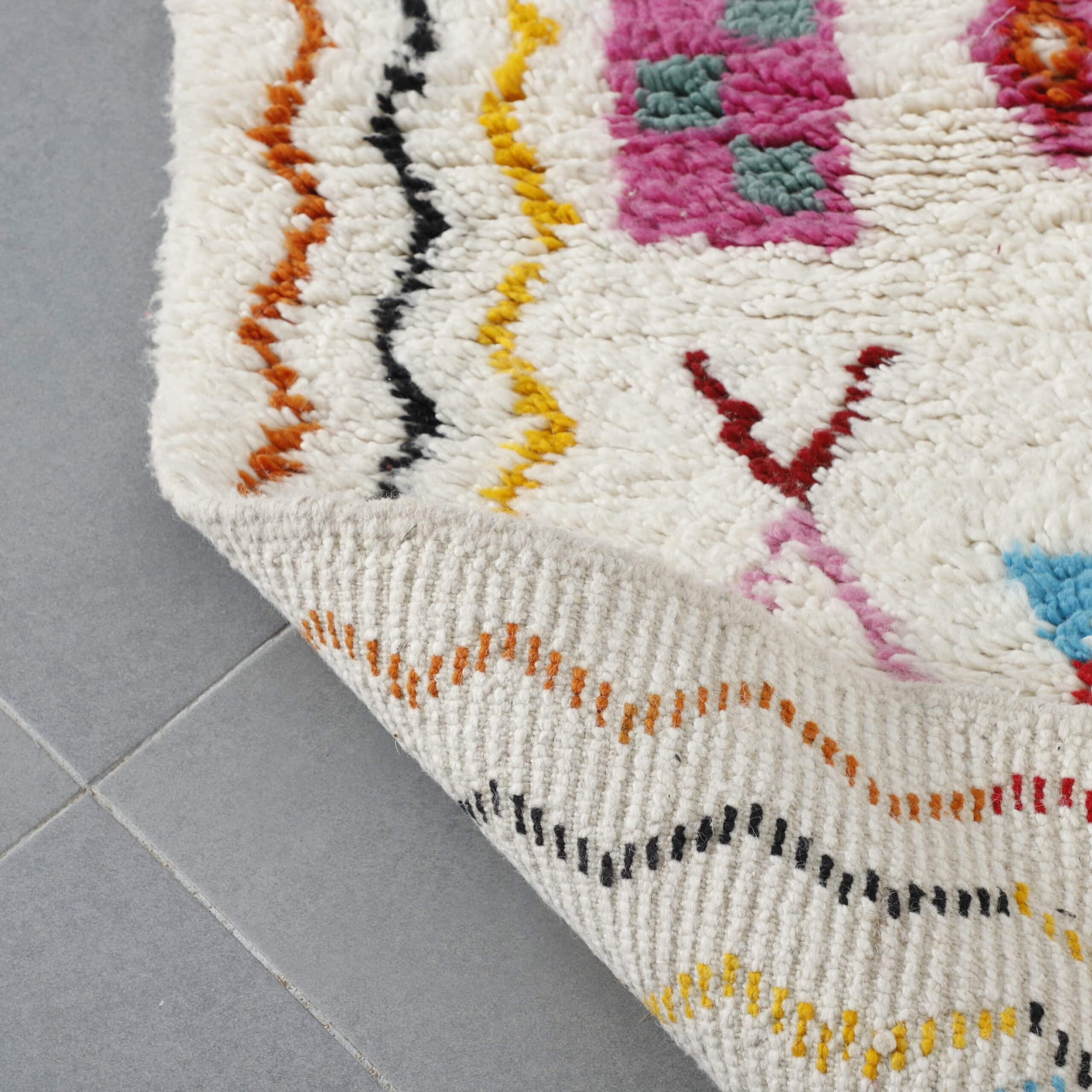 Azilal Rug 6.7×2.7 ft – Handmade Moroccan Wool Runner with Colorful Berber Abstract Design - Image 5