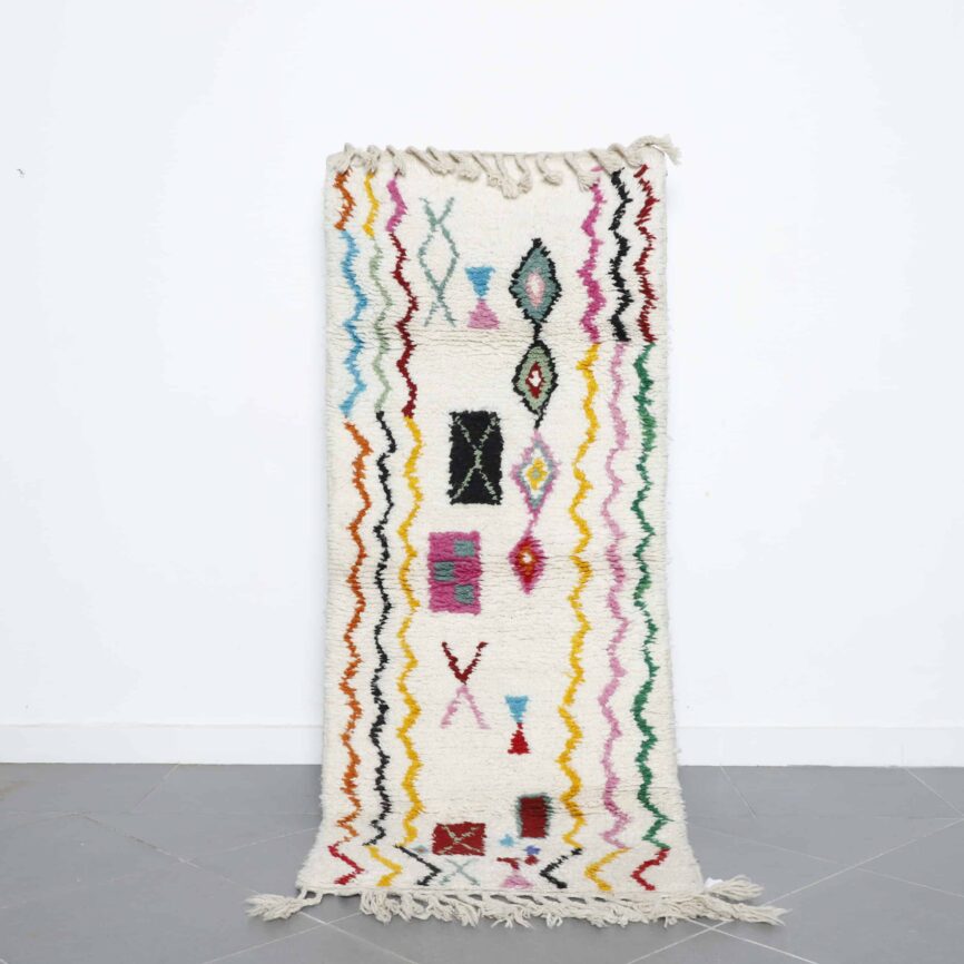 Azilal Rug 6.7×2.7 ft handmade Moroccan wool runner with colorful abstract Berber design