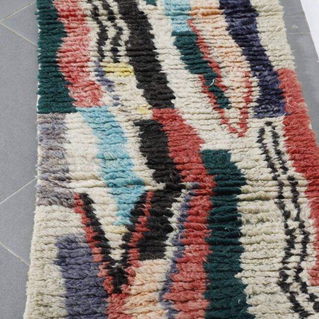 Boujaad Runner 11.0×2.2 ft – Handmade Moroccan Wool Rug with Colorful Abstract Patterns - Image 3