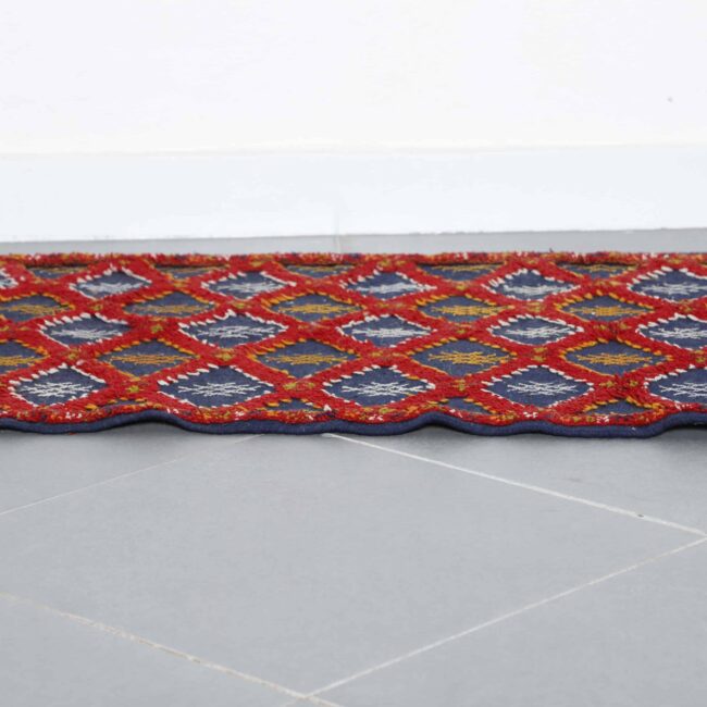 Boujaad Runner 5.4×2.4 ft – Handmade Moroccan Wool Rug in Red and Blue Diamond Pattern - Image 3