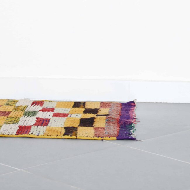 Vintage Taznakht 5.4×2.4 ft – Handmade Moroccan Wool Checkered Rug - Image 5