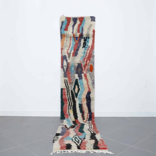 Boujaad Runner 11.0×2.2 ft handmade Moroccan wool rug with colorful abstract design