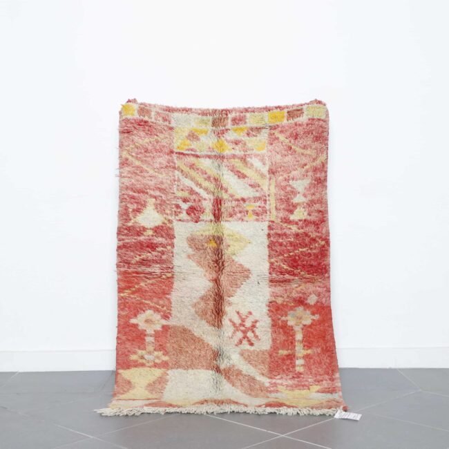 Boujaad Rug 5.2×3.3 ft handmade Moroccan wool rug in warm red and beige tones