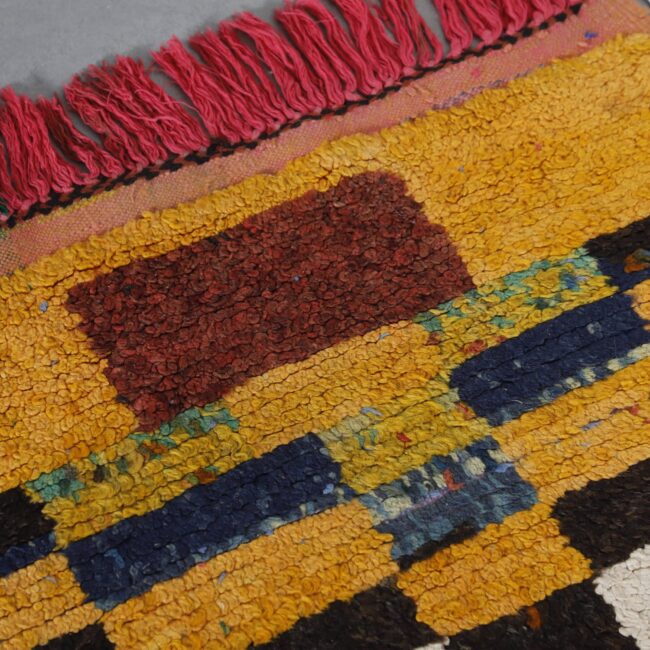 Vintage Taznakht 5.4×2.4 ft – Handmade Moroccan Wool Checkered Rug - Image 2