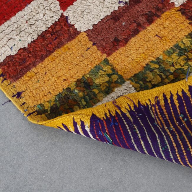 Vintage Taznakht 5.4×2.4 ft – Handmade Moroccan Wool Checkered Rug - Image 3