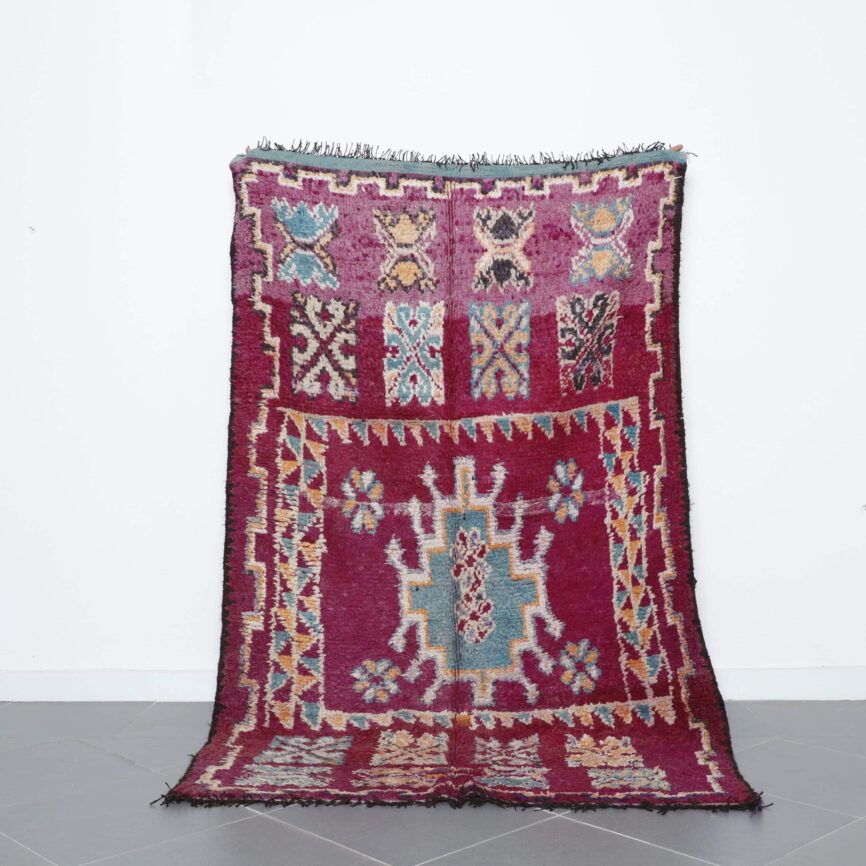 Large Handmade Colorful Moroccan Boujaad Rug 235cm x 146cm wool carpet