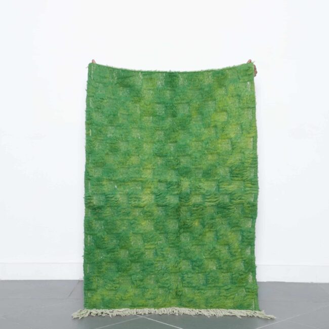 Green Moroccan Beni Ouarain Rug 138cm x 93cm – Handwoven Wool Carpet