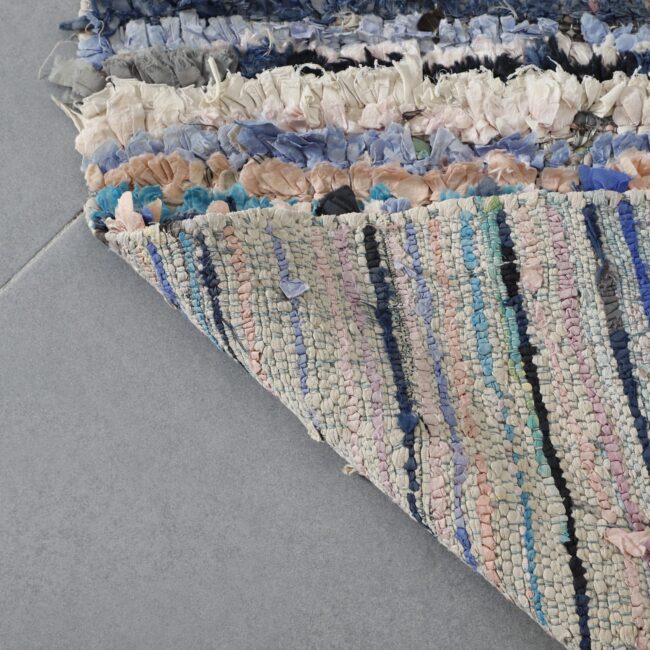 Handmade Colorful Moroccan Boucherouite Rug 148cm x 94cm – Striped Wool Accent Carpet - Image 5