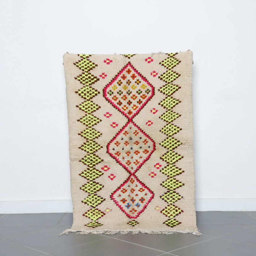 Handmade Colorful Moroccan Azilal Rug 175cm x 122cm bright wool Berber carpet